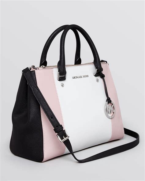 michael kors sutton pink stripe|MICHAEL Michael Kors Sutton Center Stripe Medium Satchel.